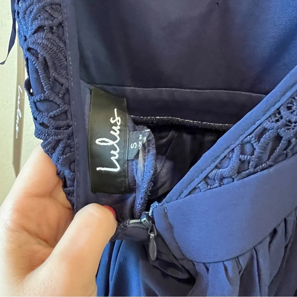 Lulus So Far Gown Navy Blue Lace Maxi Dress - Picture 6 of 10
